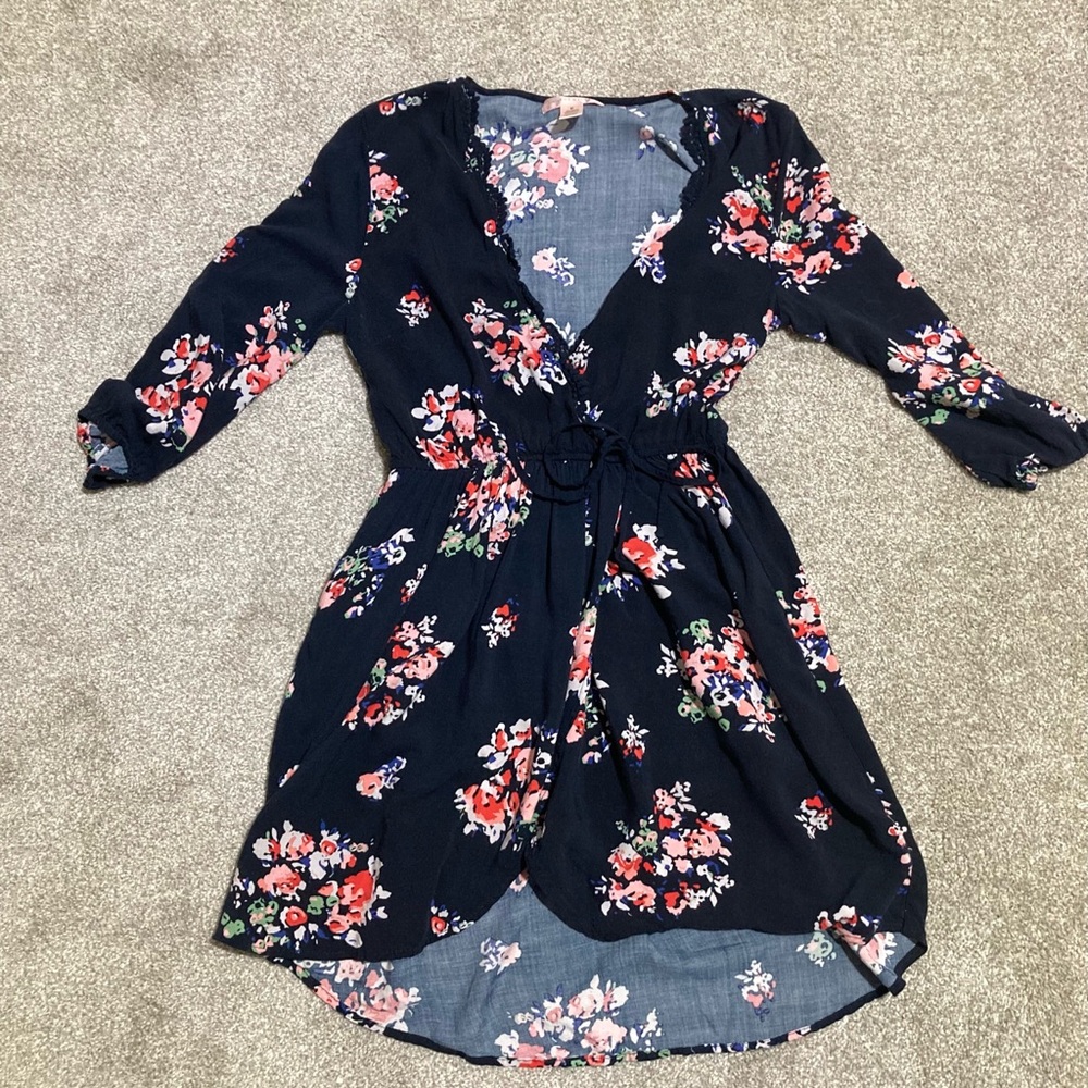 Band of Gypsies Floral Dress Woman’s Medium Lace Trim Festival Hi-Low Hemline